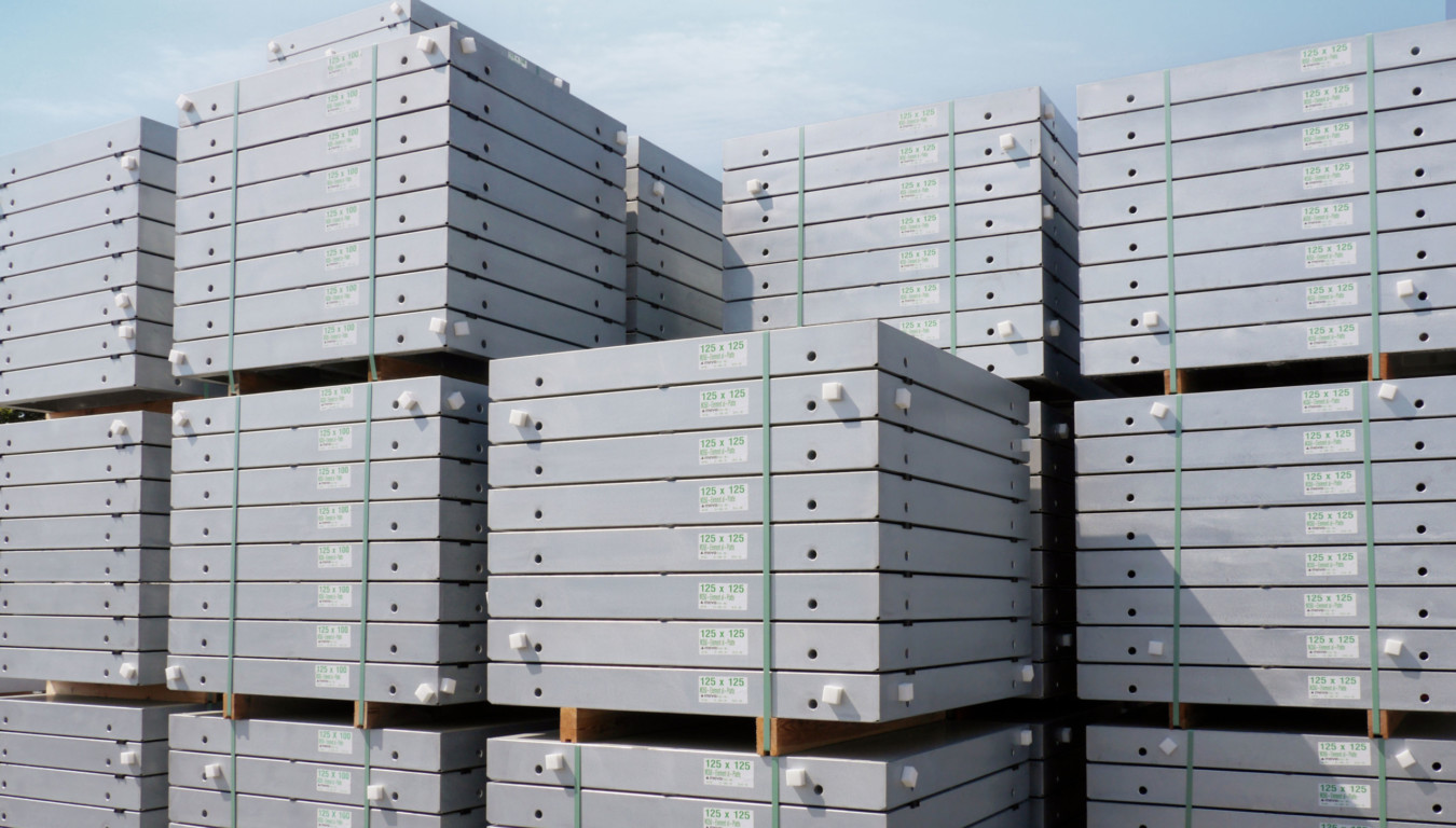 Stacked formwork ready for rental