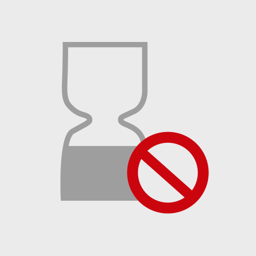 Icon zeigt grafisch eine Sanduhr mit einem Verbotssymbol