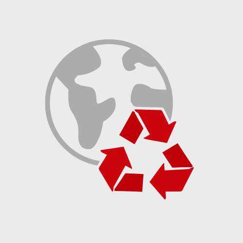 Icon für Nachhaltigkeit. Abbildung zeigt eine Weltkugel mit Recycling-Symbol