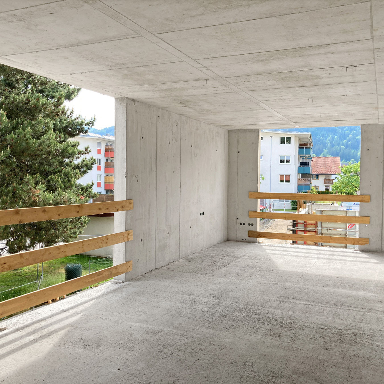 Interior of a concrete residential building