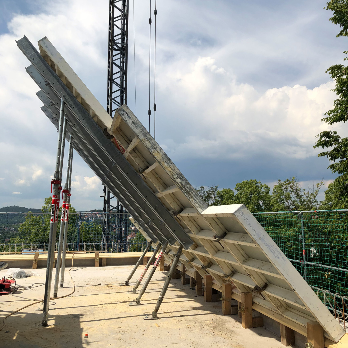 Wall formwork being secured into place