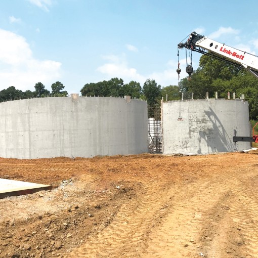 2 structurally completed clarifiers