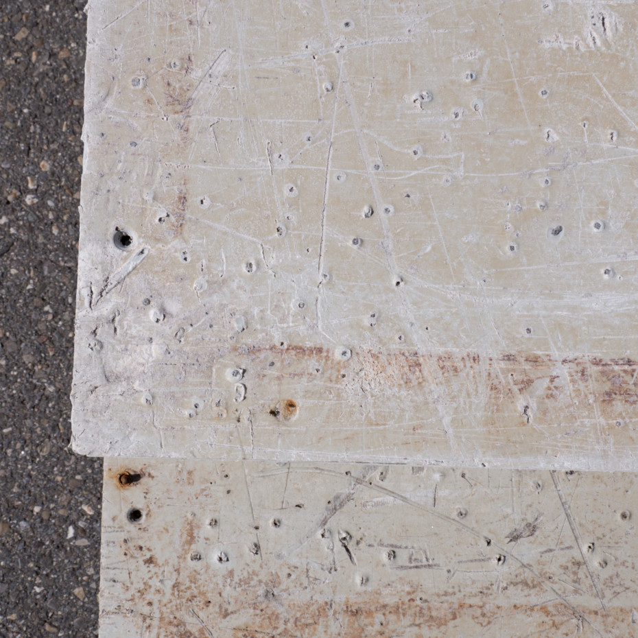 Used plastic formwork facings in detail