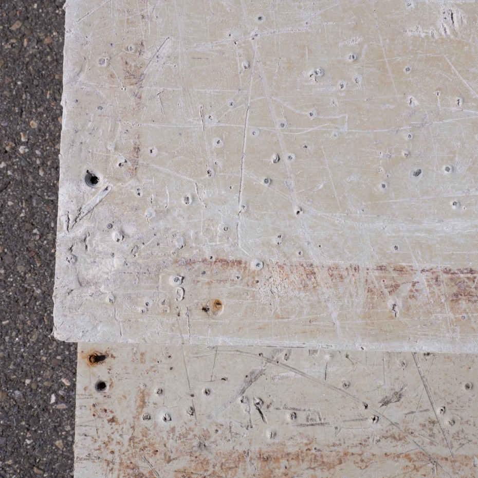 Used plastic formwork facings in detail