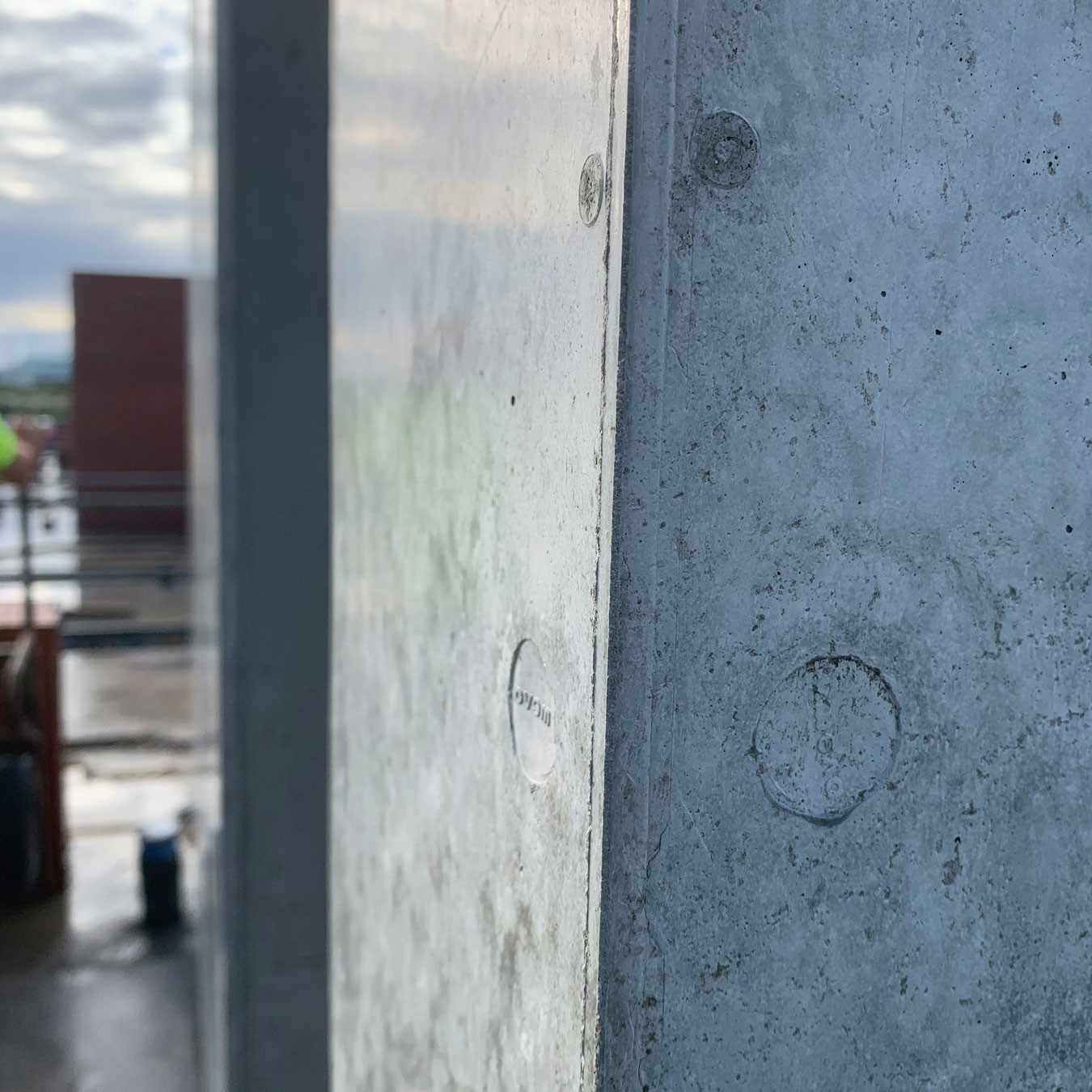Close up of a smooth concrete finish on a building under construction