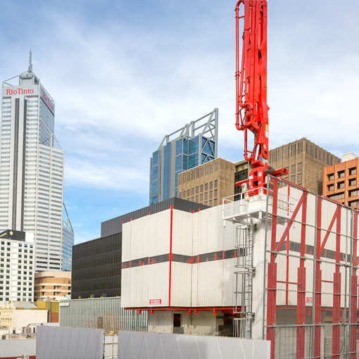 MEVA Mac climbing formwork system used in the construction of 900 hay street hotel in Perth Australia