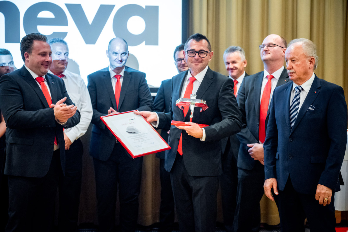 Image of MEVA CEO Florian Dingler opening the new MEVA office in Hungary