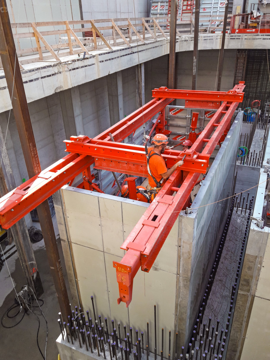 Construction of Roche tower 2 at Basel Switzerland using MEVA climbing formwork