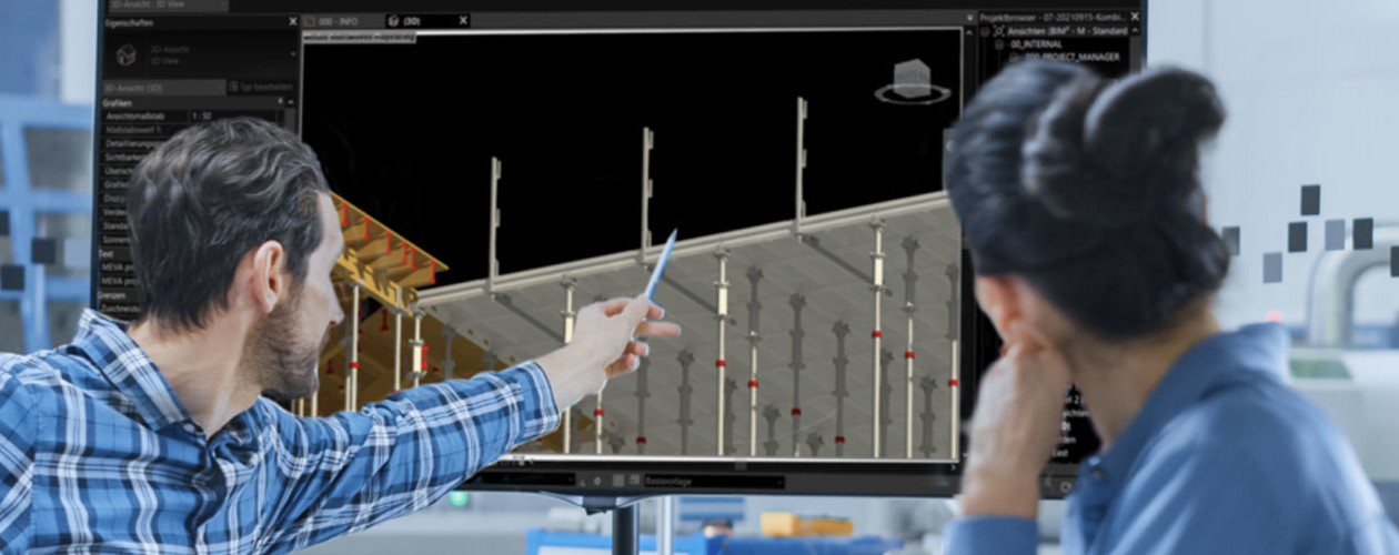 Formwork designers discussing BIM diagram