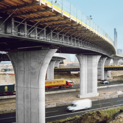 MEVA's bespoke formwork is used to build concrete bridge piers