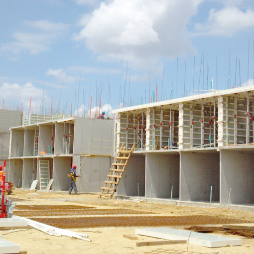 Social housing being created with MEVA hand-set formwork
